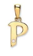 9ct Yellow Gold 0.01ct Diamond set Letter P pendant