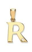 9ct Yellow Gold 0.01ct Diamond set Letter R pendant