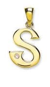 9ct Yellow Gold 0.01ct Diamond set Letter S pendant