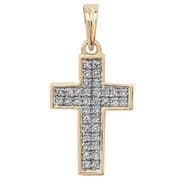 9ct yellow Gold 0.1ct Diamond set cross pendant pd120