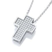 Adjustable 16"-18" J-Jaz Sterling silver Micro Pave Cross with Chain