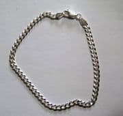 Gents 8.5 inch Sterling silver 3.5mm flat curb bracelet 3.24g