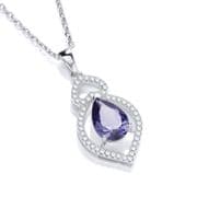 J-Jaz Blue Pear cut Drop & Clear Cubic zirconia Pendant with 18" Chain