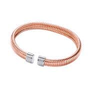 J-Jaz Cubic Zirconia Rose tone sterling silver Torque flex bangle