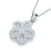 J-Jaz Daisy Shape Cluster Cz Pendant with 18" Chain