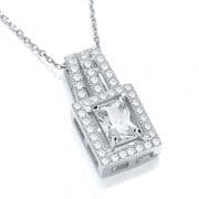 J-Jaz Emerald cut Cubic zirconia slider Pendant with 18" Chain