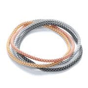 J-Jaz Four Strand Four colour plated Sterling silver flexible mesh bracelet