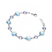 J-Jaz Ladies Sterling silver Bracelet with Blue Swarovski Stones 7"