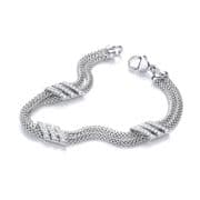 J-Jaz Ladies Sterling silver Double Row 3 Strings of Cz's Bracelet
