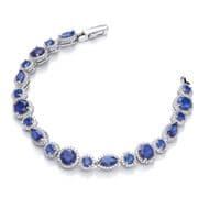 J-Jaz Ladies Sterling silver Marquise & Rounds Sapphire Cz's in Halo with Clear Cz Bracelet
