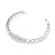 J-Jaz Ladies Sterling silver Micro Pave' 3 Oval & 2 Round Cz Stones 7" Bracelet