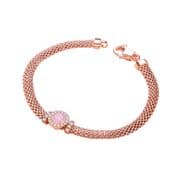 J-Jaz Ladies Sterling Silver Rose Gold Coated Mesh Bracelet 7" with Simulated Amethyst