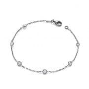 J-Jaz Ladies Sterling silver Ruthenium Coated Rubover 5 Cz's 7" Bracelet