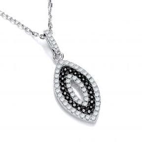 J-Jaz Micro Pave' Black & White Drop Pendant with 18
