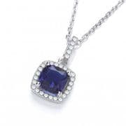 J-Jaz Micro Pave' Blue & Clear Cz Drop Pendant with 18" Chain
