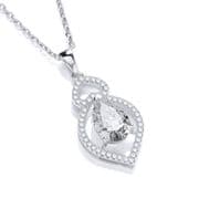J-Jaz Micro Pave Clear Cubic Zirconia Tear Drop Pendant with 18" Chain