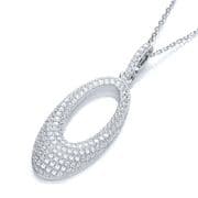 J-Jaz Micro Pave Cubic Zirconia Cut out teardrop Pendant with 18" Chain