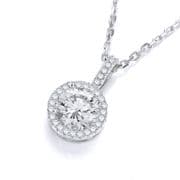 J-Jaz Micro Pave Cubic zirconia Halo Pendant with 18" Chain