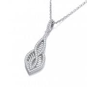 J-Jaz Micro Pave' Cz Teardrop Pendant with 18" Chain