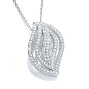 J-Jaz Micro Pave' Fancy Leaf Pendant Cz with 18" Chain
