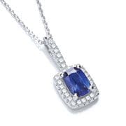 J-Jaz Micro Pave' Fancy Pendant Blue Small Cz with 18" Chain