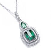 J-Jaz Micro Pave' Fancy Pendant Green Cz with 18" Chain