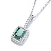 J-Jaz Micro Pave' Fancy Pendant Green Small Cz with 18" Chain