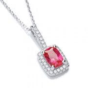 J-Jaz Micro Pave' Fancy Pendant Red Small Cz with 18" Chain