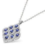 J-Jaz Micro Pave Fancy White & Blue Cz Pendant with 18" Chain