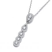 J-Jaz Micro Pave four stone teardrop Cubic zirconia Pendant with 18" Chain