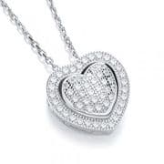 J-Jaz Micro Pave' Heart Pendant with 18" Chain