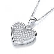 J-Jaz Micro Pave Heart Pendant with polished edges and 18" Chain