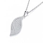 J-Jaz Micro Pave' Leaf Cz Pendant with 18" Chain