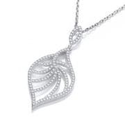 J-Jaz Micro Pave' Leaf Shape Cz Pendant with 18" Chain