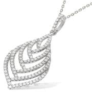 J-Jaz Micro Pave Leaf Shape Cz Pendant with 18" Chain