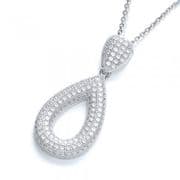 J-Jaz Micro Pave' Pear Shape Pendant with 18" Chain