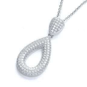 J-Jaz Micro Pave' Pear Shape Pendant with 18