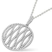 J-Jaz Micro Pave Round Fancy Cz Pendant with 18" Chain