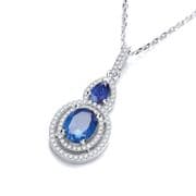 J-Jaz Micro Pave' Sapphire & White Drop Pendant with 18" Chain #2