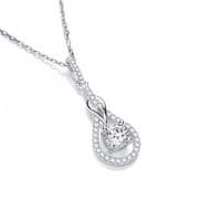 J-Jaz Micro Pave' Tear Drop Cz Pendant with 18" Chain