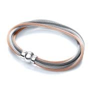 J-Jaz Rhodium plated 3 Tone (Rose, Silver & Ruthenium) Mesh Bracelet