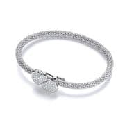 J-Jaz Rhodium plated Light popcorn Bangle with Heart clasp