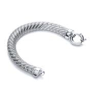 J-Jaz Rhodium plated Sterling silver flexible mesh bracelet