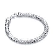 J-Jaz Rhodium plated Sterling silver flexible mesh Snake skin bracelet