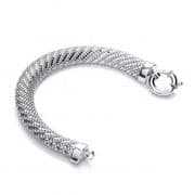 J-Jaz Rhodium plated Sterling Silver Mesh Bracelet