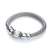 J-Jaz Rhodium plated Sterling silver Mesh Ruthenium Finish Fancy Bracelet