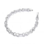 J-Jaz Rhodium plated Sterling silver Micro Pave' 280 White Cz's Bracelet 7.5"/19cm