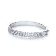 J-Jaz Rhodium plated Sterling silver Micro Pave' Multi Row Cz Silver Bangle