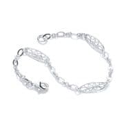 J-Jaz Rhodium plated Sterling silver Oval Filigree Links Bracelet