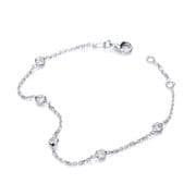 J-Jaz Rhodium plated Sterling Silver Rubover 5 Cz's Bracelet 7"